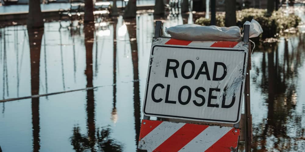 road closure in floodwaters